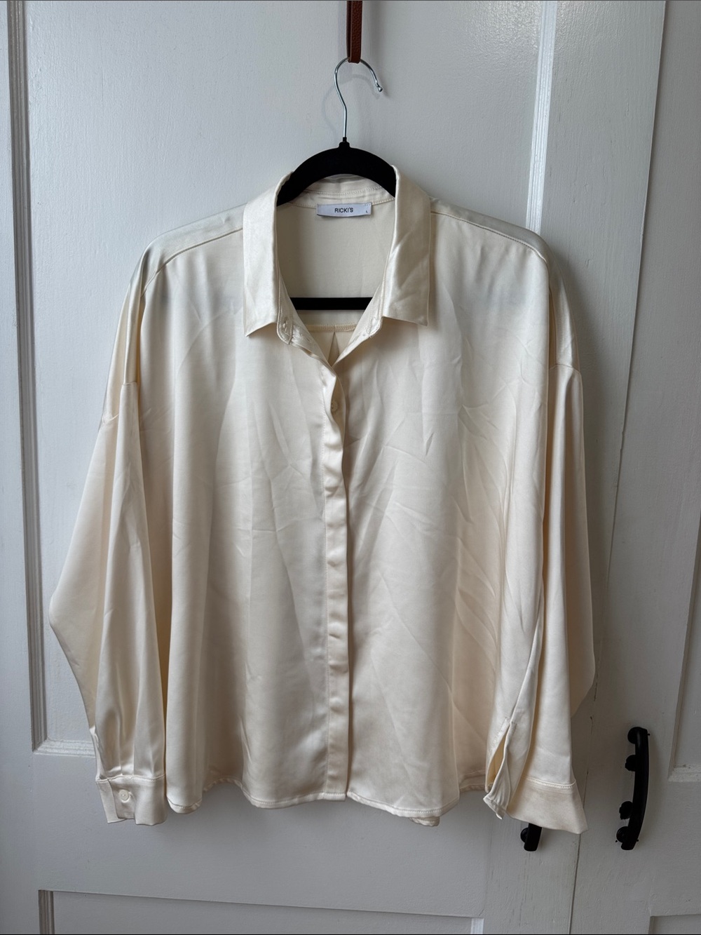 Ricki's Cream Satin Button-Up Blouse